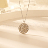 Stylish Stainless Steel Flat Round with Moon Pendant Necklaces for Women's Daily Wear XY3014-1-1