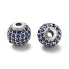 Rhodium Plated 925 Sterling Silver Micro Pave Cubic Zirconia Beads STER-H110-24C-05P-2