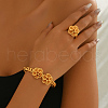 Elegant Middle Eastern Brass Flower Cuff Ring & Bangle Set for Women CW9871-2