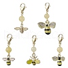 5Pcs Bee Alloy Enamel Pendant Decorations HJEW-JM01728-1