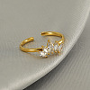 304 Stainless Steel Micro Pave Clear Cubic Zirconia Cuff Rings for Women FS-WGE9F4E-01-1