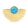 Ion Plating(IP) 304 Stainless Steel Synthetic Turquoise Cuff Rings G-Z056-07G-04-2