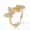 Rack Plating Brass Cubic Zirconia Cuff Rings for Women RJEW-M145-18G-1