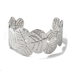 Stainless Steel Chunk Leaf Open Cuff Bangles for Women BJEW-G719-17P-2