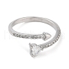 Heart Brass Micro Pave Cubic Zirconia Open Cuff Rings for Women RJEW-S416-02P-02-2