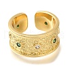 Rack Plating Brass Micro Pave Cubic Zirconia Open Cuff Rings for Women RJEW-M022-22G-2