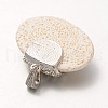 Platinum Plated Alloy Synthetic Lava Rock Oval Pendants G-O024-03A-2