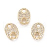 Brass Micro Pave Clear Cubic Zirconia Links X-KK-O127-04G-1