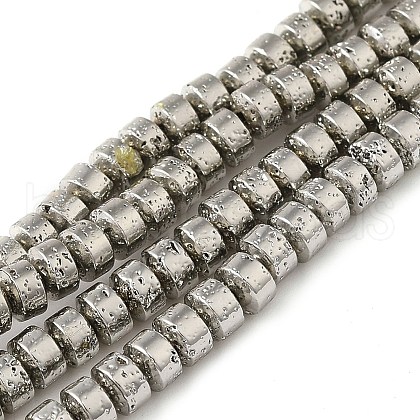 Electroplated Natural Lava Rock Beads Strands G-L606-C02-01B-1