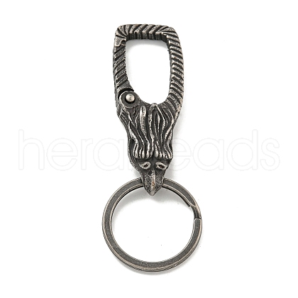 Tibetan Style 316 Surgical Stainless Steel Fittings with 304 Stainless Steel Key Ring FIND-Q101-06AS-01-1