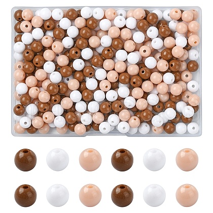 300Pcs 3 Colors Opaque Acrylic Beads MACR-YW0003-13B-1