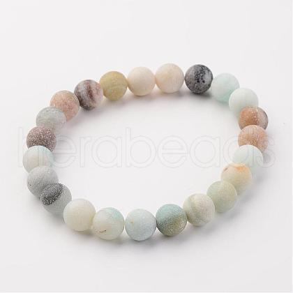 Natural Amazonite Beads Stretch Bracelets BJEW-JB02445-03-1