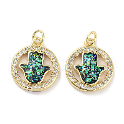 Brass Micro Pave Clear Cubic Zirconia Pendants KK-L213-039G-01-1