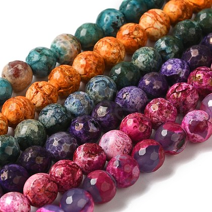 Dyed & Heated Natural Fire Crackle Agate Beads Strands G-P539-C01-04-1