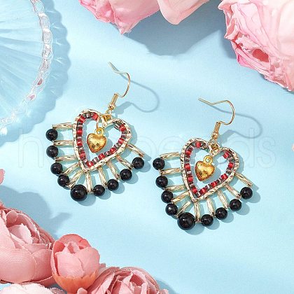 Glass Seed Beads Dangle Earrings EJEW-MZ00330-02-1