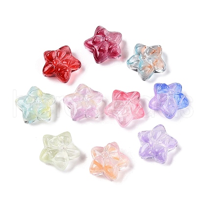 Gradient Color Baking Paint Transparent Glass Beads X-DGLA-N005-06-1