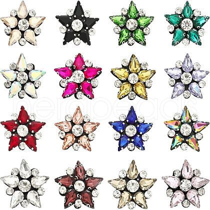CHGCRAFT 16Pcs 16 Colors Star Cloth Patches PATC-CA0001-03-1