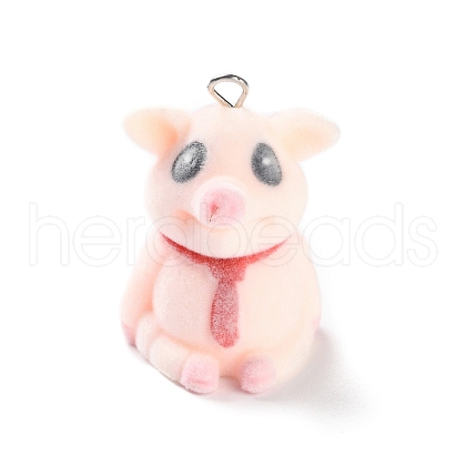 Flocking Resin Cute Pendants RESI-A040-02C-1
