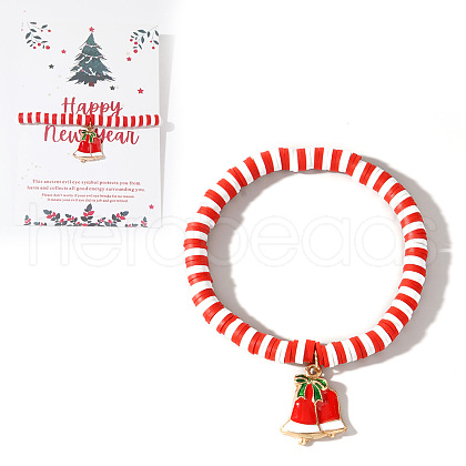 Elegant Christmas Handmade Polymer Clay Heishi Beaded Stretch Bracelets MV9996-30-1