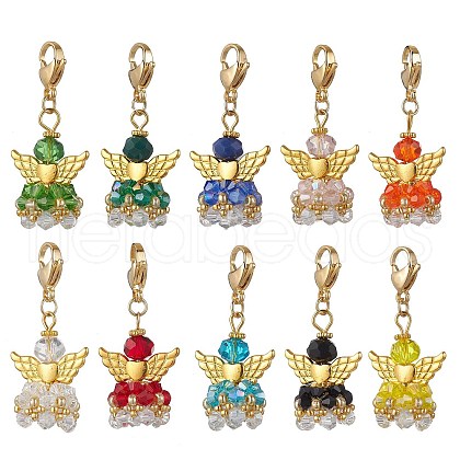 Angel Glass Pendant Decorations HJEW-MZ00214-1