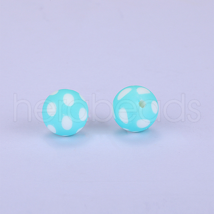 Printed Round Silicone Focal Beads SI-JX0056A-45-1