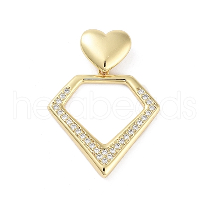 Rack Plating Brass Micro Pave Clear Cubic Zirconia Pendants KK-H474-19G-08-1