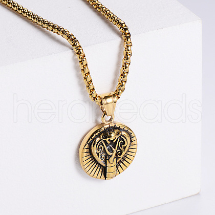 Vintage Stainless Steel Zodiac Snake Pendant Punk Jewelry Necklaces for Men MO5846-1-1