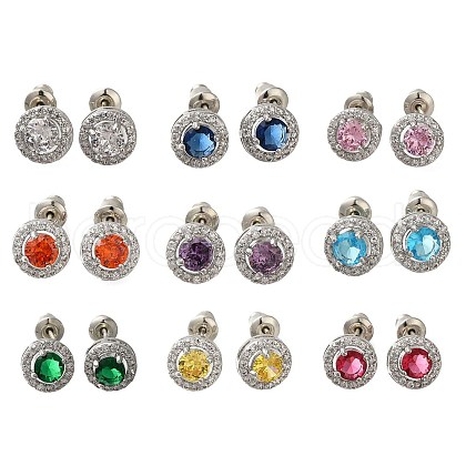 Rack Plating Brass Micro Pave Cubic Zirconia Earrings EJEW-I304-19P-1