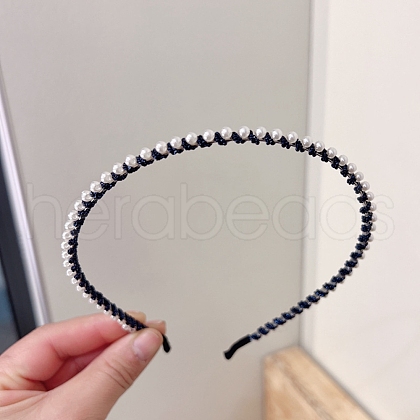 Alloy with Plastic Pearl Hair Bands PW-WG96FFC-04-1