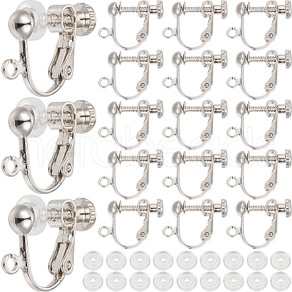 SOFPLATE 36Pcs Brass Screw On Clip-on Earring Findings KK-SP0001-18P-1