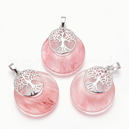 Watermelon Stone Glass Pendants G-F573-C03-1