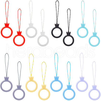 Gorgecraft 16Pcs 8 Colors Silicone Mobile Phone Finger Rings AJEW-GF0008-54-1