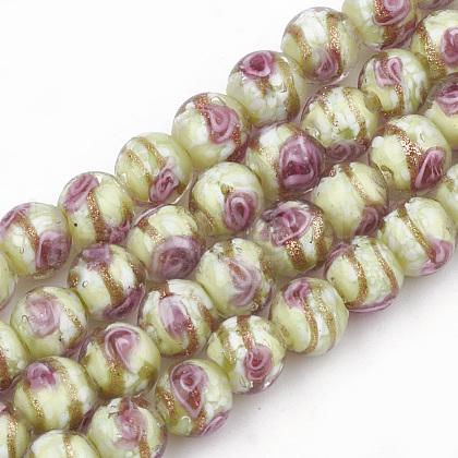 Handmade Gold Sand Lampwork Beads LAMP-T006-10I-1