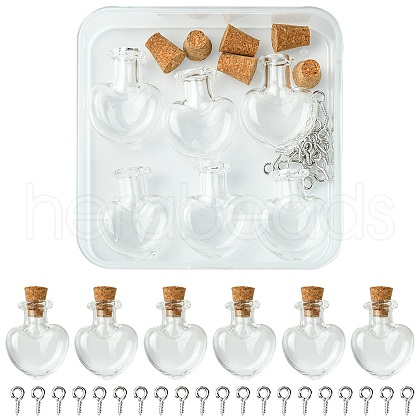 6Pcs Clear Mini High Borosilicate Glass Bottle Bead Containers AJEW-FS0001-09B-1