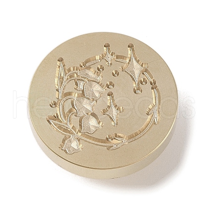 Golden Tone Wax Seal Brass Stamp Head DIY-B079-02G-24-1