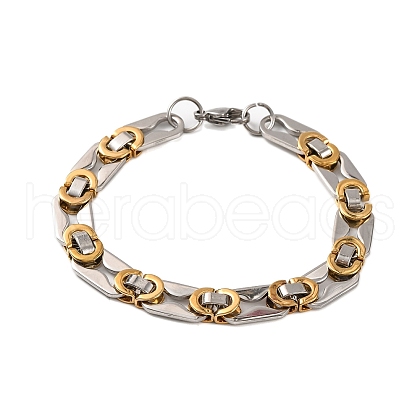 201 Stainless Steel Oval Byzantine Chain Bracelets BJEW-B078-127GP-1