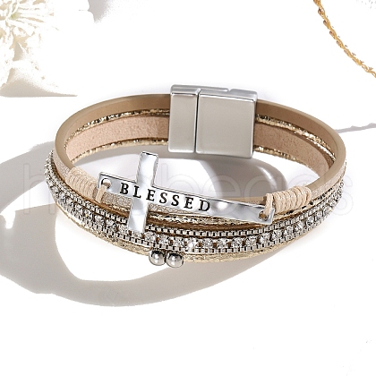 Imitation Leather Mutli-strand Bracelets PW-WG3E9EB-01-1