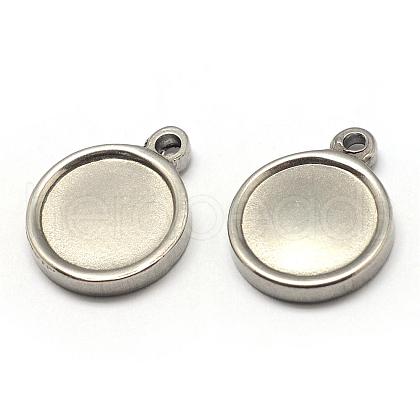 Tarnish Resistant 304 Stainless Steel Pendant Cabochon Settings STAS-T001-11-1