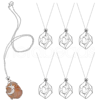 6Pcs Crystal Cage Holder Necklace NJEW-AB00035-1