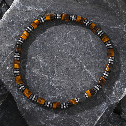 Bohemian Style Natural Tiger  Eye Beads Stretch Bracelets for Men Women JC3583-1