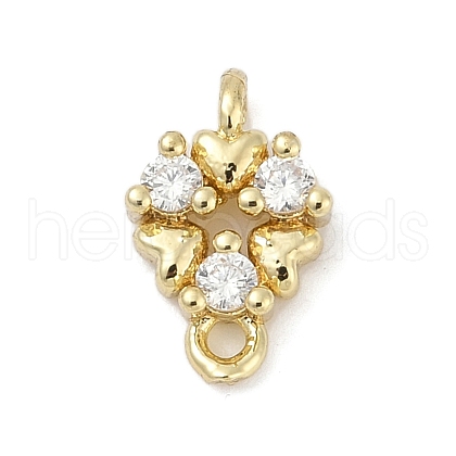 Brass Micro Pave Clear Cubic Zirconia Connector Charms KK-Z094-08G-01-1