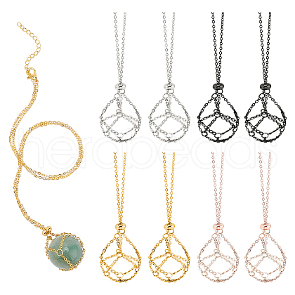 8Pcs 4 Colors Brass Macrame Pouch Necklace Making NJEW-PH01540-1
