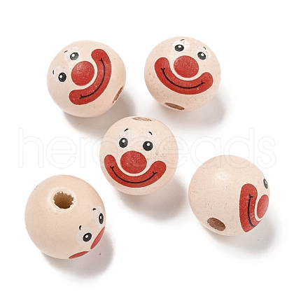 Printed Wood European Beads WOOD-G022-06B-1