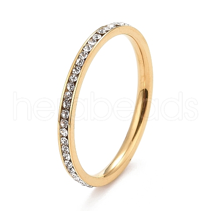 304 Stainless Steel Rhinestone Rings STAS-D178-02G-05-1