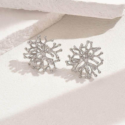Brass Exquisite 3D Snowflake Earrings for Women OC2306-1-1