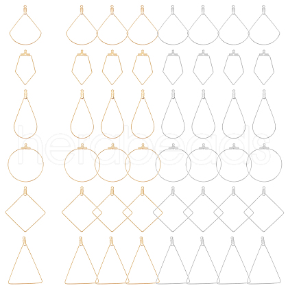 Unicraftale 48Pcs 12 Styles 304 Stainless Steel Wire Pendants STAS-UN0023-06-1