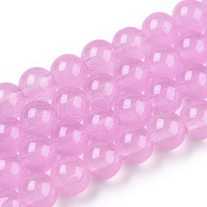 Baking Painted Imitation Jade Glass Round Bead Strands DGLA-Q021-8mm-57A-1