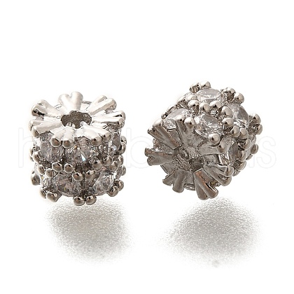Rack Plating Brass Micro Pave Clear Cubic Zirconia Beads KK-H508-19P-1