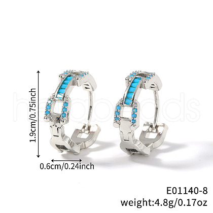 Fashionable Brass Cubic Zirconia Ring Hoop Earrings DR3389-6-1