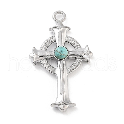 Alloy & Synthetic Turquoise Big Pendants FIND-U006-15P-04-1
